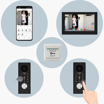 Video Door intercom 2-Wired, doorbell withCamera, Full HD Camera, Door intercomSupports Password, 7" WiFi Monitor andTuya APP, 2-Way Audio, Unlock for HomSecurity System