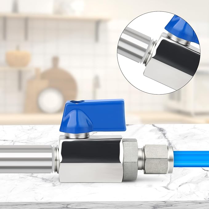 TAISHER 1PCS 304 Stainless Steel Compression Mini Ball Valve Shut Off Switch, 1/4" Tube OD x 1/4" NPT Male