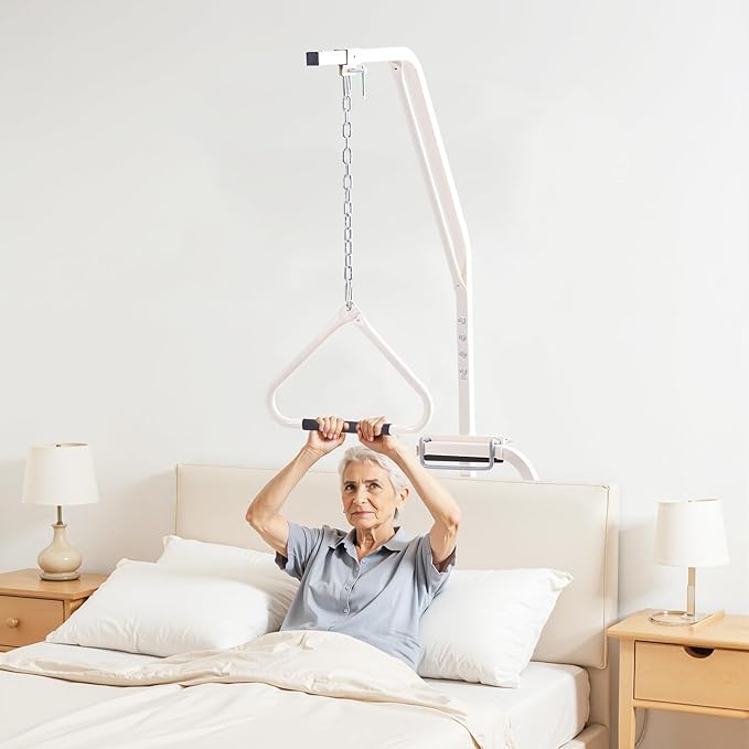VEVOR Trapeze Bar for Bed Mobility, Bed Trapeze with Clamps and Floor Stand, 250LBS Weight Capacity Pull Up Assist for Elderly, Patients & Disabled, Suitable for Home Care, Hospital, Nursing Home