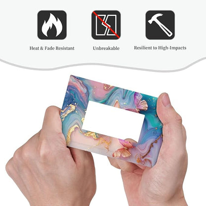 Colorful Marble Butterfly Gold Glitter Abstract Print Decorative Outlet Covers 1 Gang Single Rocker Light Switch Cover Plate Wall Plates GFCI Faceplate for Bed Room Living Room Decor