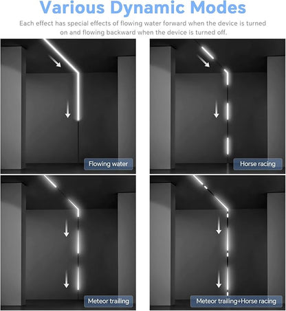 16.4Ft Motion Activated LED Strip Light, 6500K Running Water Flowing LED Strip Lights Cut&Dimmable, 24V Motion Sensor Flexible Horse Race Tape Light for Room Stair Corridor