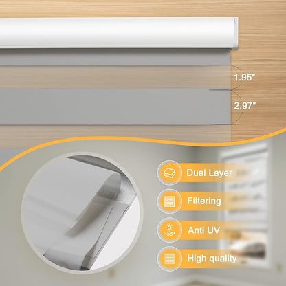 Motorized Blinds with Remote, Cordless Automatic Zebra Shades, Smart Blind for Windows, Grey, 30 x 72