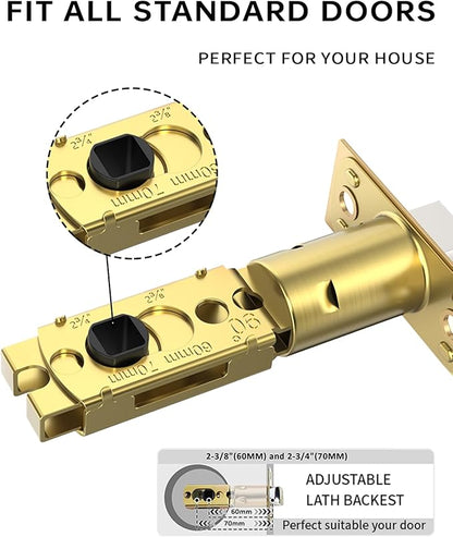 Asidrama 8 Pack Champagne Bronze Passage Door Handles, Door Lever with Door Knobs Indoor for Bedroom or Bathroom, Heavy Duty Door Handles Interior with Locks for Left Right Sided Doors