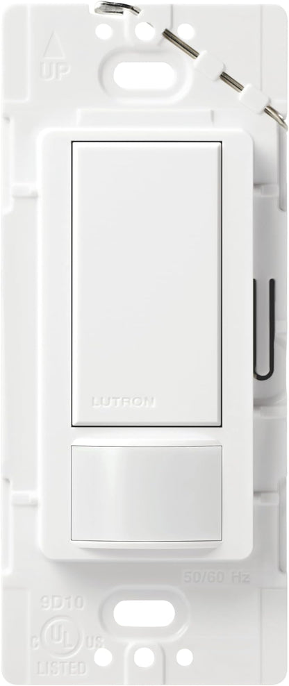 Lutron Maestro Motion Sensor Light Switch Indoor for Bathroom, Garage, Laundry Room, Closet, Occupancy Sensor Light Switch, Single-Pole, No Neutral, MS-OPS5M-WH