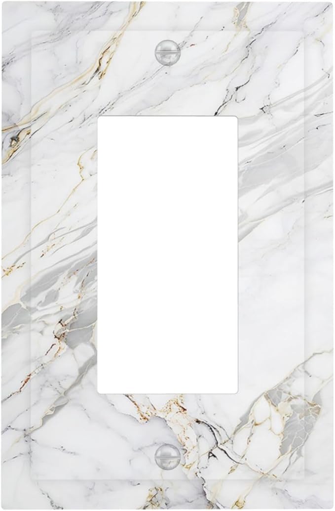 Decorative Outlet Covers Gray Gold Marble Abstract Modern Luxury 1 Gang Single Rocker Light Switch Cover Plate GFCI Wall Plates Electrical Switch Plate Cover for Bedroom Home Decor