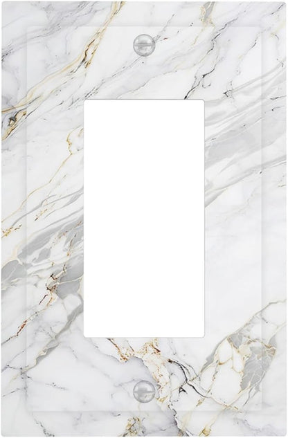 Decorative Outlet Covers Gray Gold Marble Abstract Modern Luxury 1 Gang Single Rocker Light Switch Cover Plate GFCI Wall Plates Electrical Switch Plate Cover for Bedroom Home Decor