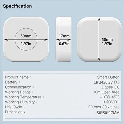 4X Tuya Zigbee Button Smart Scene Switch Intelligent Linkage Wireless Switch Automation Work with Smart Life