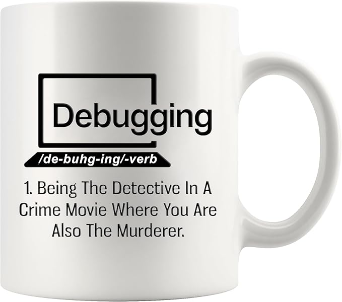 Panvola Debugging Funny Quote Coffee Mug for Programmer Computer Programming Engineering Coder IT Ceramic Cup (11 oz)