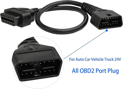 iKKEGOL Full 16 Pin OBD2 OBD II Male to Female Extension Cable Cord Diagnostic Tool Adapter for Auto Car Vehicle Truck 24V All OBD2 Port Plug Connector 24AWG (1M/3.3FT)