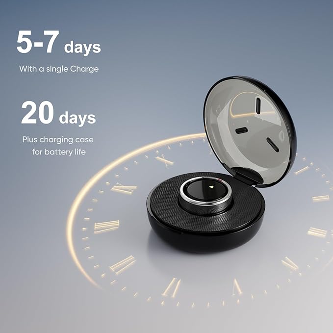 Smart Ring for Women Men- Sleep/Fitness/Stress/Heart Rate Tracker- Menstrual Records - 7 Days Battery Life - Wireless Charging - No APP Subscription - iOS & Android Compatible(Silver, Size 10)