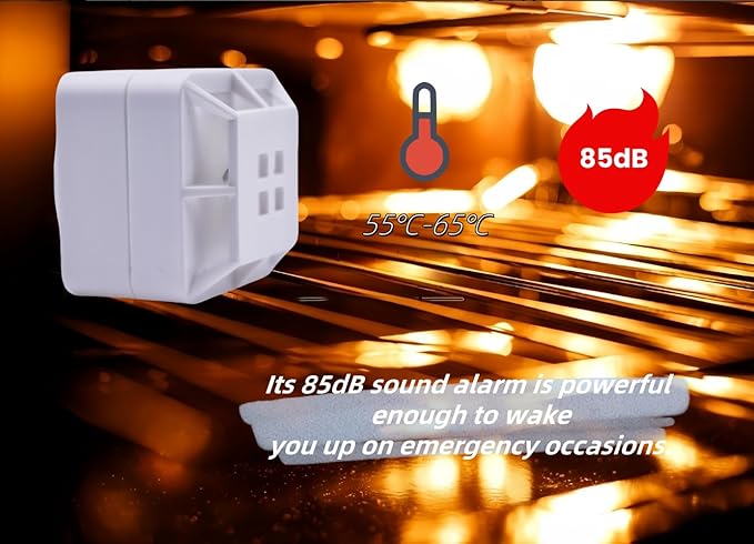 Heat Alarm Heat Detector,A1 Level, Temperature 55°C-65°C, 85dB Alarm Sound for Home Kitchen Garage Boiler Houses,Battery Powered
