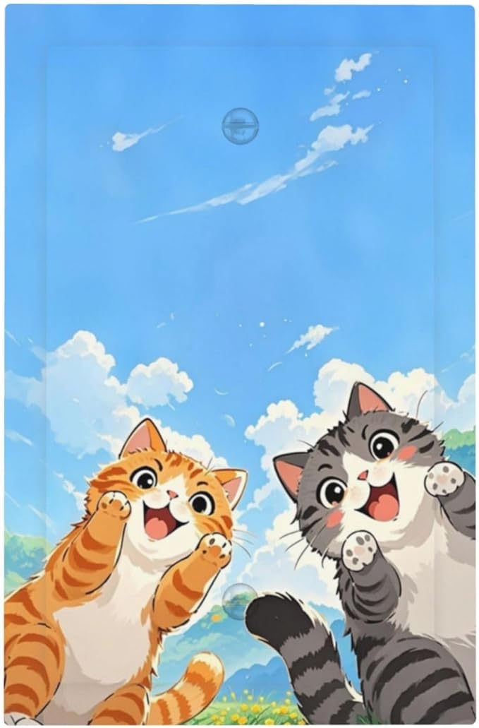 Light Switch Cover Plate Orange Gray Cute Cat Sky Cloud Cat S Paw 1 Gang No Device Blank Electrical Wall Plates Faceplate Decorative Switch Plate For Kids Room Nursery Decor