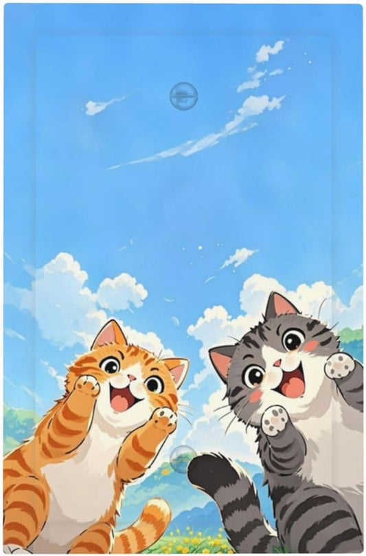 Light Switch Cover Plate Orange Gray Cute Cat Sky Cloud Cat S Paw 1 Gang No Device Blank Electrical Wall Plates Faceplate Decorative Switch Plate For Kids Room Nursery Decor