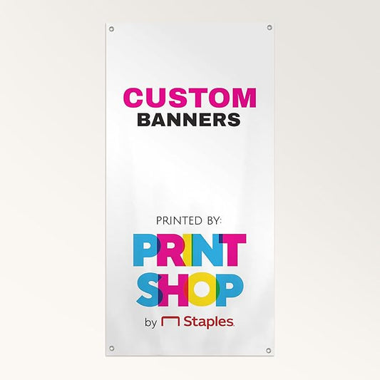 Staples Custom Scrim Vinyl Banner - 36W" x 48L" Quote Banner with 4 Grommets - Durable Outdoor Sign for Events, Promotions, and Business Advertising (Palms)