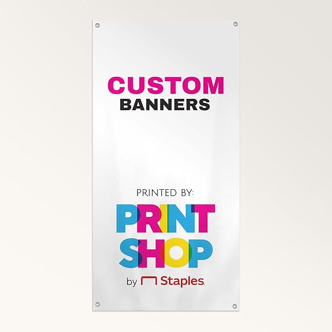 Staples Custom Scrim Vinyl Banner - 24W" x 96L" Quote Banner with 4 Grommets - Durable Outdoor Sign for Events, Promotions, and Business Advertising (Watercolor)