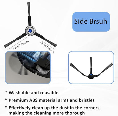 Replacement Parts for ECOVACS DEEBOT T50 Pro Omni/ T50 Omni/ T50 Pro, Accessories including 1 Main Brush, 6 Mop Pads, 4 Dust Bags, 4 HEPA Filters, 4 Side Brushes, 1 Cleaning Tool
