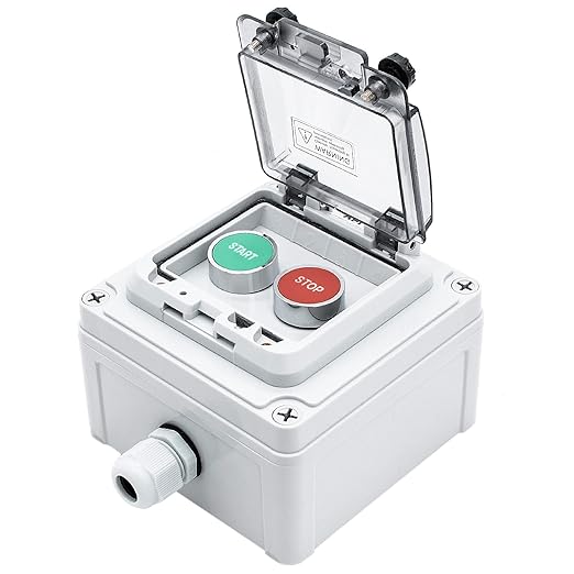 IP67 Button Switch Outdoor Waterproof Box 2 Push (Letter) Red and Green Automatic Rest Momentary Button with Protective Cover Anti-misoperationSwitch(AC/DC 6A-110V/3A-240V/2.5A-380V)