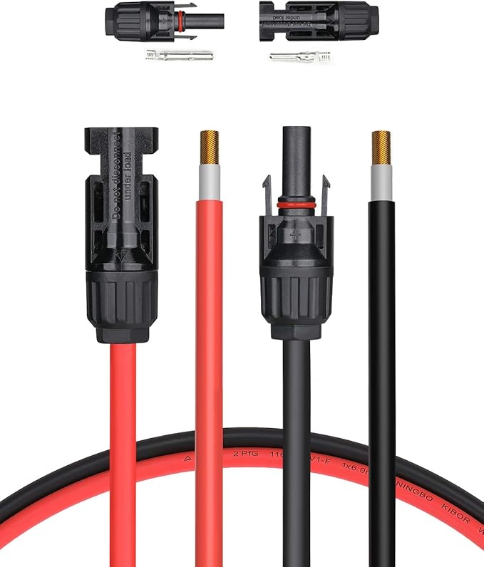 BougeRV 20 Feet 12AWG Solar Extension Cable with Female and Male Connector with Extra Pair of Connectors Solar Panel Adaptor Kit Tool (20FT Red + 20FT Black)