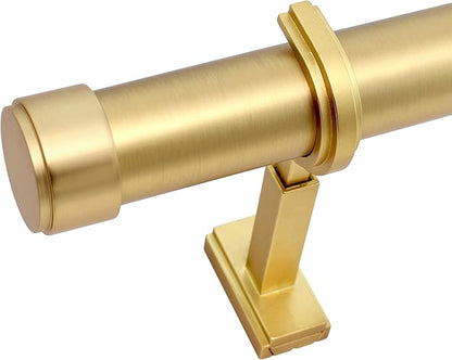 BlastHome® Non-Adjustable Luxury Curtain Rods for Windows, 1 ¼” Rod Set, 8 foot Fixed Length (Two Rods Connect for a Seamless Look), Brushed Gold