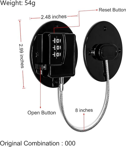 Fridge Lock Refrigerator Lock- Child Safety Cabinet Locks for Refrigerator, Freezer, Drawers & Cabinets - No Key Combination Lock, Adjustable & Reusable for Kids, Adults, Pets (Black 1Pack)