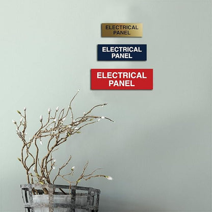 All Quality Basic Electrical Panel Sign - Fire Regulation Safety Compliance Sign - Red/Gold - Medium (2 Pack)