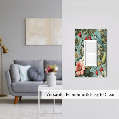 William Morris Flower 1 Gang Single Rocker Wall Plate Cover Decorative Light Switch Covers Electrical Faceplate Switch Plates for Bathroom Kitchen Home