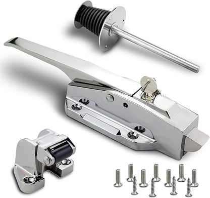 Walk in Cooler Door Handle, Walk in Cooler Door Closer Complete Latch Kit, Freezer Doors Handle, Coolers Radial Latch, Offset -1/8 in to 1/4 in(Flush) and 5.9" Solid Metal Interior Release Handle