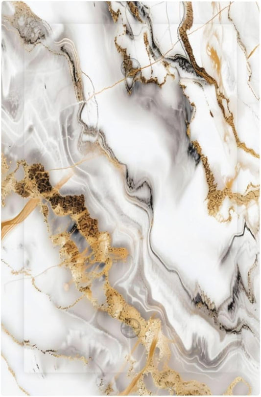 Luxurious Marble Abstract White Gold Tile Modern Simplicity Light Switch Cover Plate 1 Gang No Device Blank Electrical Wall Plates Faceplate Decorative Switch Plate Covers for Bathroom Kitchen Decor