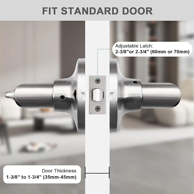 GOBEKOR 10 Pack Brushed Nickel Door Handles Privacy Door Levers with Lock,Heavy Duty Interior Door Handles for Bedroom and Bathroom,Sleek Round Door Lever Satin Nickel with No Key