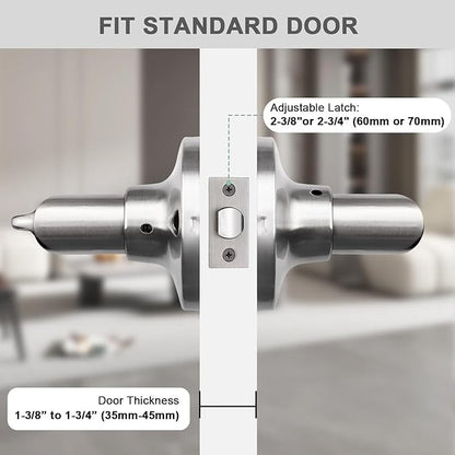 GOBEKOR 10 Pack Brushed Nickel Door Handles Privacy Door Levers with Lock,Heavy Duty Interior Door Handles for Bedroom and Bathroom,Sleek Round Door Lever Satin Nickel with No Key