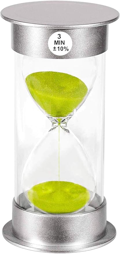 SuLiao Hourglass 3 Min Sand Timer: Unbreakable Green Sand Clock, Large Plastic Hour Glass for Kids, Games, Classroom, Kitchen, Decor