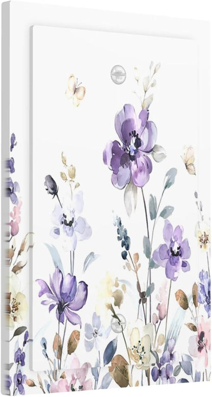 Light Switch Cover Plate Purple Floral Lilac Watercolor Flower Leaves Butterfly Wildflower 1 Gang No Device Blank Electrical Wall Plates Faceplate Decorative Switch Plate for Bedroom Home