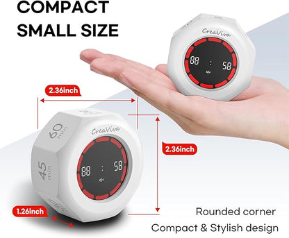 Pomodoro Timer, Flip Cube with 7 presets Countdown, Count up, Rechargeable Small Portable Visual Focus Stopwatch for ADHD, Kids, Classroom, Kitchen, Work, Study, Productivity (Floral White)