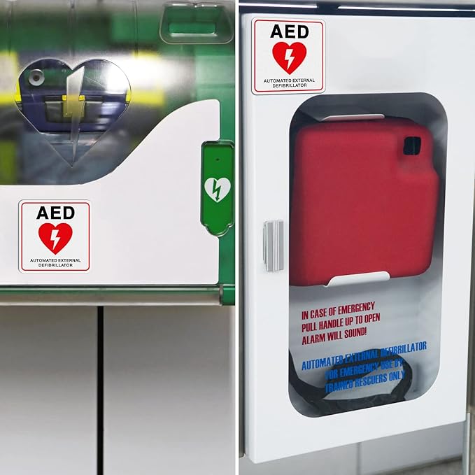 T&R AED Stickers - 10 Pack - 5 x 5 Inches Reflective Label, UV resistant, waterproof, fade and scratch resistant, suitable for indoor and outdoor