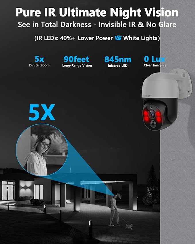 (Auto Tracking) 4K 2-Way Audio PTZ PoE Outdoor Wired Security Cameras System Home Wired Cameras Video Surveillance DVR Recorder System
