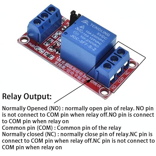 Relay Module with Optocoupler High/Low Level Trigger for Arduino (5, 5V Relay 1 Channel)