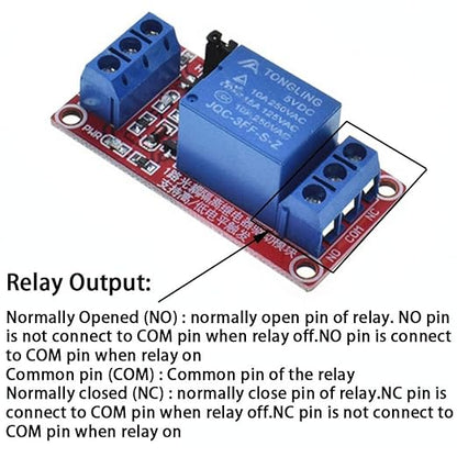 Relay Module with Optocoupler High/Low Level Trigger for Arduino (5, 5V Relay 1 Channel)