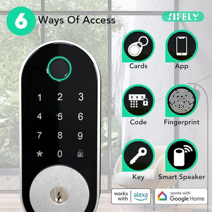 Built-in WiFi Fingerprint Smart Deadbolt with Keypad – Keyless Entry Lock for Home, Airbnb, Rental, Kids/Seniors, Remote App Access, Auto Lock, DIY Setup (No Gateway Needed), Alexa & Google Compatible