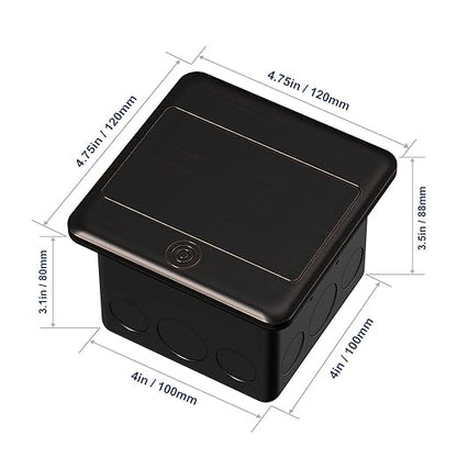 KYHSHJ 4.8A USB Chargers Pop Up Floor Waterproof Electrical Outlet Receptacle Stainless Steel Box,(Oil Rubbed Bronze)