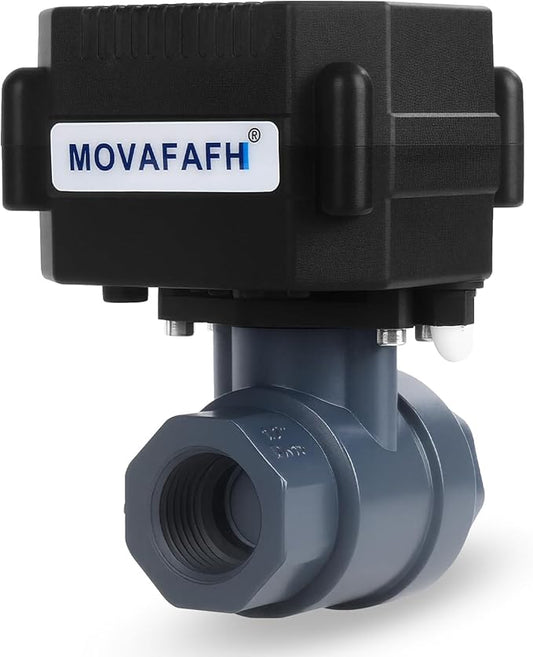 3/4" Motorized Ball Valve UPVC - 2 Wire Auto Return Electric Water Valve with Full Port, 9-24V AC/DC Automatic Ball Valve