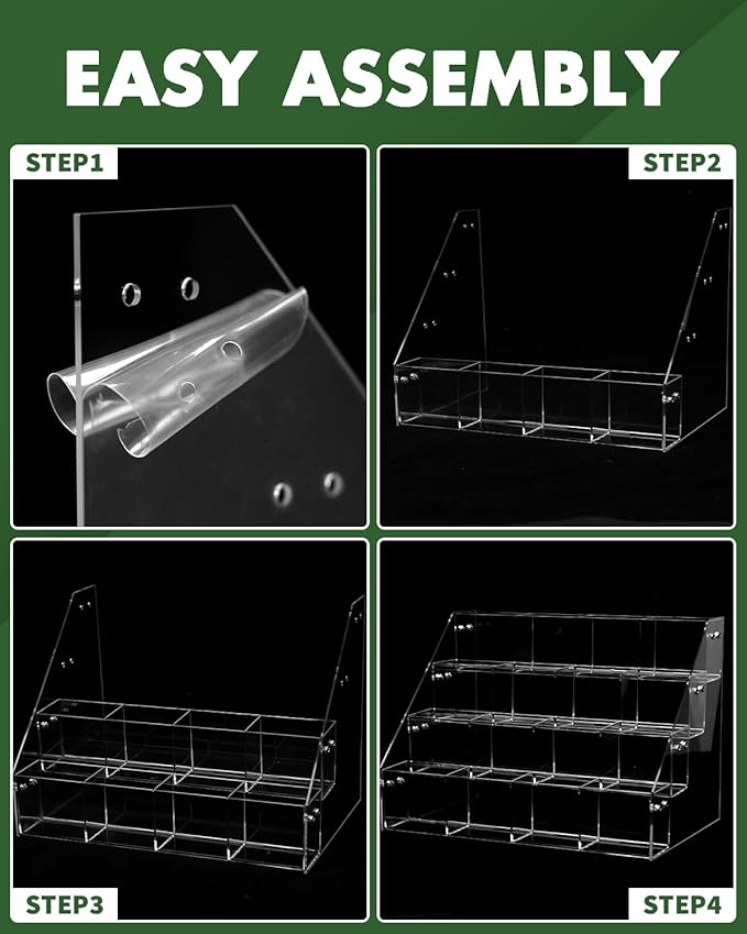 UCEC 4-Tier Sticker Display Stand for Vendors, 16-Pocket Acrylic Display Stands & Card Stand, Portable Organizer for Trade Shows, Retail Stores, Small Business Supplier Events