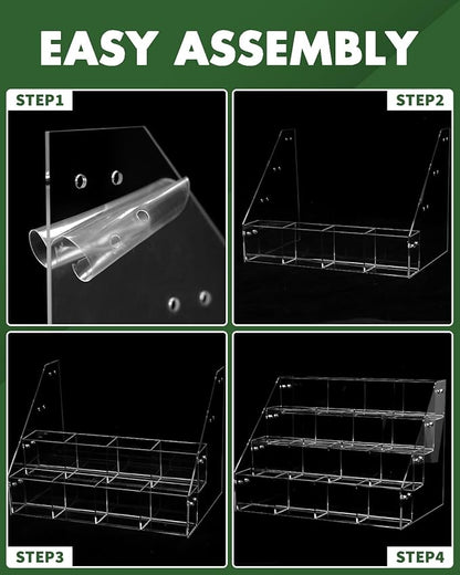 UCEC 4-Tier Sticker Display Stand for Vendors, 16-Pocket Acrylic Display Stands & Card Stand, Portable Organizer for Trade Shows, Retail Stores, Small Business Supplier Events