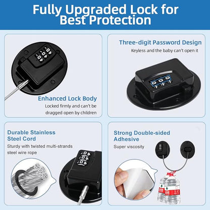 AOSITE Mini Fridge Locks for Kids No Drill Refrigerator Locks for Adults Cupboard Lock Child Safety Locks for Cabinets Drawer Locks Freezer Lock Baby Proofing