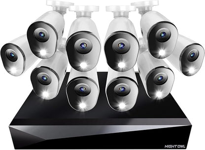 Night Owl 2-Way Audio 20 Channel DVR Video Home Security Camera System with (10) Wired 1080p HD Indoor/Outdoor Deterrence Cameras and 1TB Hard Drive (Add up to 4 Wi-Fi Cameras) (10 Camera)