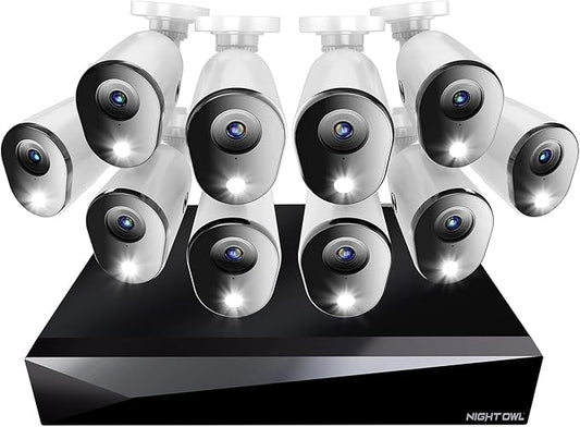 Night Owl 2-Way Audio 20 Channel DVR Video Home Security Camera System with (10) Wired 1080p HD Indoor/Outdoor Deterrence Cameras and 1TB Hard Drive (Add up to 4 Wi-Fi Cameras) (10 Camera)