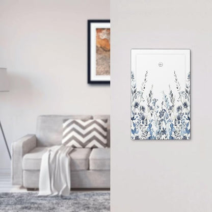 Light Switch Cover Plate Light Blue Watercolor Leaves Plant With Floral 1 Gang No Device Blank Electrical Wall Plates Faceplate Decorative Switch Plate for Bedroom Bathroom Decor