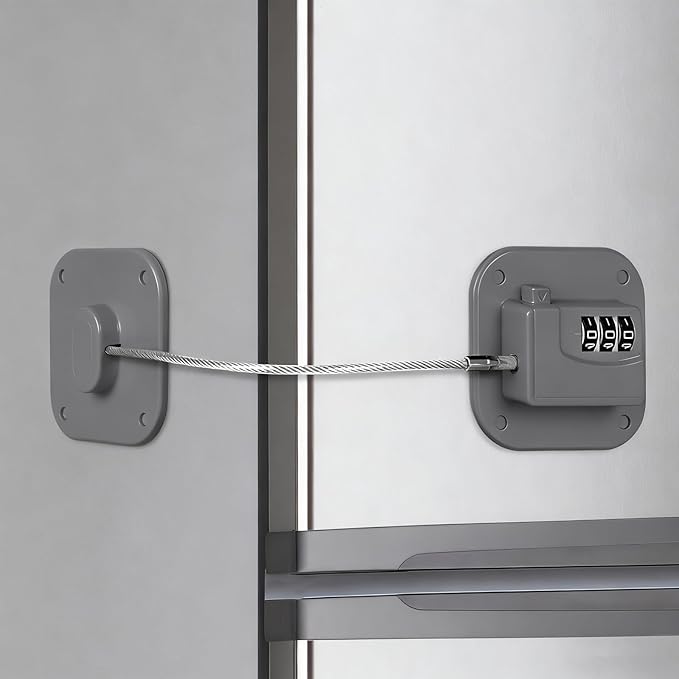 Refrigerator Lock, Combination Lock for Refrigerator Cabinets, Drawers, Heavy Duty Fridge Lock, Easy Install No Keys Needed (Gray-1Pack)