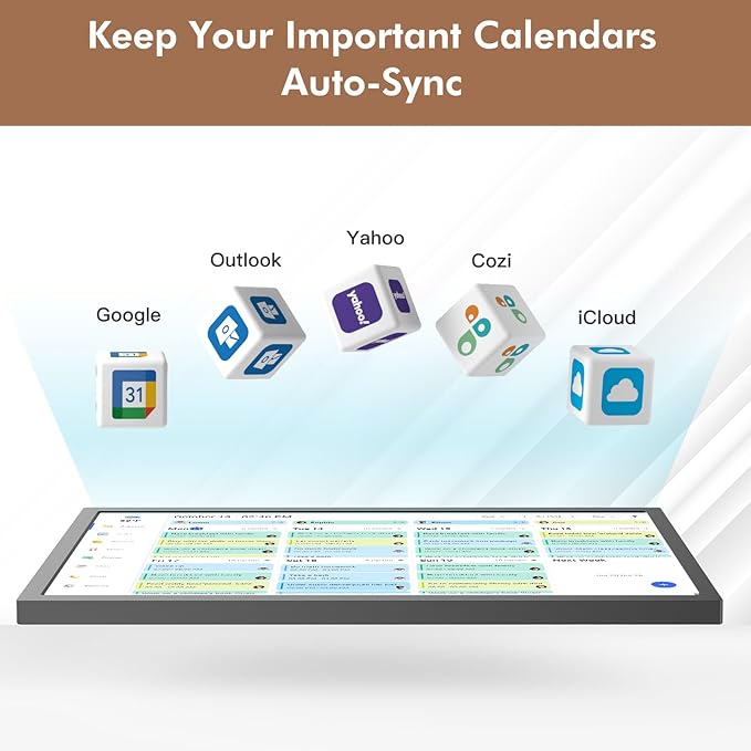 Digital Calendar Smart Chore Chart-for-Business-Schedules - 24" Wall Mounted Interactive Touchscreen Electronic Calendar, Auto-Sync Google iCloud Outlook Calendars for Family Household Organization