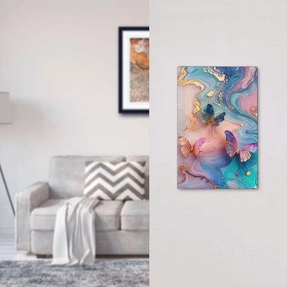 Colorful Marble Butterfly Gold Glitter Abstract Print Light Switch Cover Plate 1 Gang No Device Blank Electrical Wall Plates Faceplate Decorative Switch Plate for Bed Room Living Room Decor