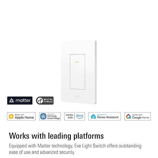 Eve Light Switch (Matter) 2-Pack – Smart Wall Switch for Apple Home, Alexa, Google Home, SmartThings; for Single-Pole & 3-Way switches; Thread, Requires Thread Router & Neutral Wire; UL-Certified